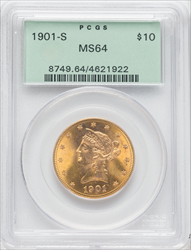 1901-S $10 Liberty Eagles PCGS MS64