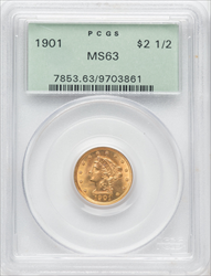 1901 $2.50 Liberty Quarter Eagles PCGS MS63