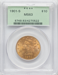 1901-S $10 Liberty Eagles PCGS MS63