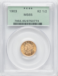 1903 $2.50 Liberty Quarter Eagles PCGS MS65