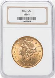 1894 $20 Liberty Double Eagles NGC MS63
