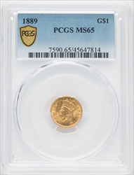 1889 G$1 PCGS Secure Gold Dollars PCGS MS65