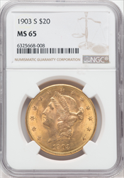 1903-S $20 Liberty Double Eagles NGC MS65