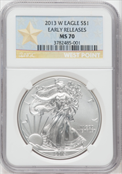2013-W S$1 Silver Eagle Burnished First Strike SP Modern Bullion Coins NGC MS70