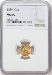 1889 G$1 Gold Dollars NGC MS65