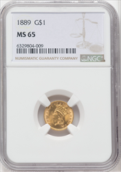 1889 G$1 Gold Dollars NGC MS65
