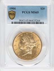 1904 $20 Liberty PCGS Secure Liberty Double Eagles PCGS MS65