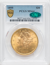 1895 $20 CAC PCGS Secure Liberty Double Eagles PCGS MS64