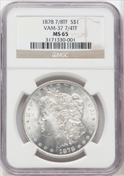 1878 7/8TF $1 Strong VAM 37 7/4 Morgan Dollars NGC MS65