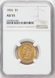 1856 $5 Liberty Half Eagles NGC AU55