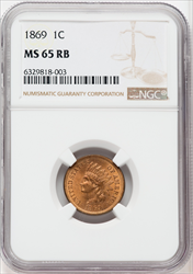 1869 1C RB Indian Cents NGC MS65