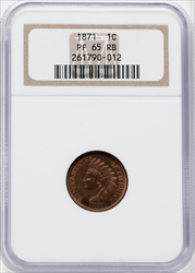 1871 1C RB Proof Indian Cents NGC PR65