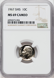 1967 10C SMS CA SMS Roosevelt Dimes NGC MS69
