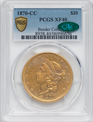 1870-CC $20 CAC PCGS Secure Liberty Double Eagles PCGS XF40