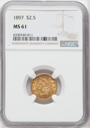 1897 $2.50 Liberty Quarter Eagles NGC MS61