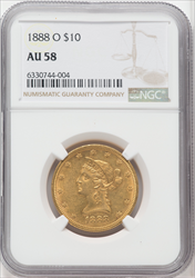 1888-O $10 Liberty Eagles NGC AU58