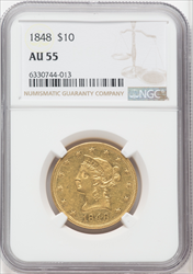1848 $10 Liberty Eagles NGC AU55