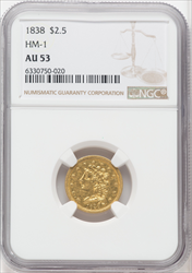 1838 $2.50 Classic Quarter Eagles NGC AU53