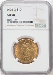 1903-O $10 Liberty Eagles NGC AU58