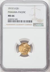 1915-S G$1 PAN-PAC Gold Dollar MS Commemorative Gold NGC MS66