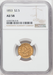1853 $2.50 Liberty Quarter Eagles NGC AU58