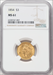 1854 $3 Three Dollar Gold Pieces NGC MS61