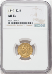 1849 $2.50 Liberty Quarter Eagles NGC AU53