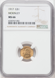 1917 G$1 McKinley Commemorative Gold NGC MS66