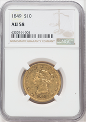 1849 $10 Liberty Eagles NGC AU58