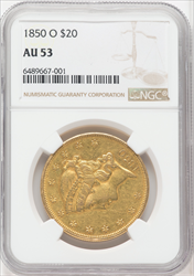 1850-O $20 Liberty Double Eagles NGC AU53