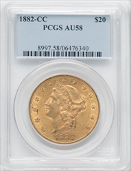 1882-CC $20 Liberty Double Eagles PCGS AU58
