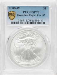 2008-W S$1 Silver Eagle Reverse of 2007 SP PCGS Secure Modern Bullion Coins PCGS MS70
