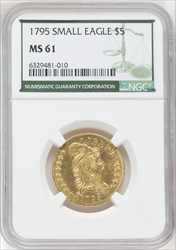 1795 $5 Small Eagle MS Early Half Eagles NGC MS61