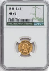 1888 $2.50 Liberty Quarter Eagles NGC MS66
