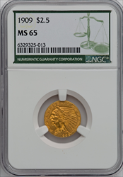 1909 $2.50 Indian Quarter Eagles NGC MS65