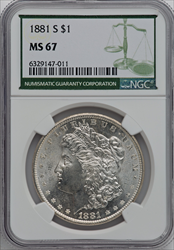 1881-S S$1 Morgan Dollars NGC MS67