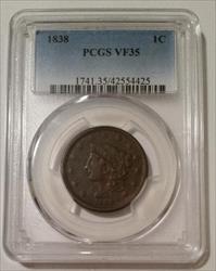 1838 Matron Head Cent VF35 PCGS