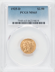 1925-D $2.50 Indian Quarter Eagles PCGS MS65