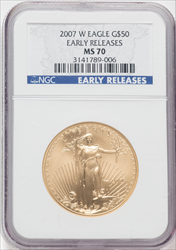 2007-W $50 One-Ounce Gold Eagle First Strike MS Modern Bullion Coins NGC MS70