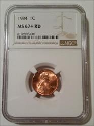 1984 Lincoln Memorial Cent MS67+ RED NGC