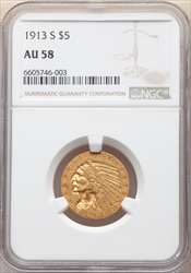 1913-S $5 Indian Half Eagles NGC AU58