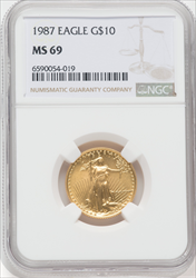 1987 $10 Quarter-Ounce Gold Eagle MS Modern Bullion Coins NGC MS69