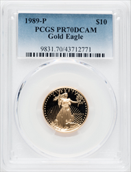 1989-P $10 Quarter-Ounce Gold Eagle DC Modern Bullion Coins PCGS MS70