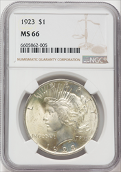 1923 S$1 Peace Dollars NGC MS66