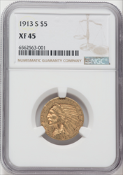 1913-S $5 Indian Half Eagles NGC XF45