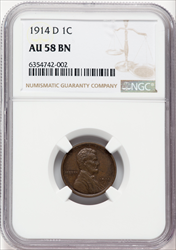 1914-D 1C BN Lincoln Cents NGC AU58