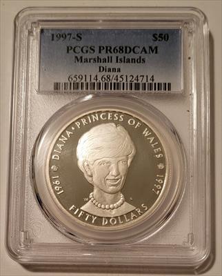Marshall Islands 1997 S Silver $50 Princess Diana Proof PR68 DCAM PCGS