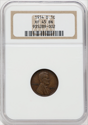 1914-D 1C BN Lincoln Cents NGC XF45