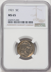 1921 5C Buffalo Nickels NGC MS65