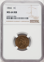 1866 1C RB Indian Cents NGC MS64